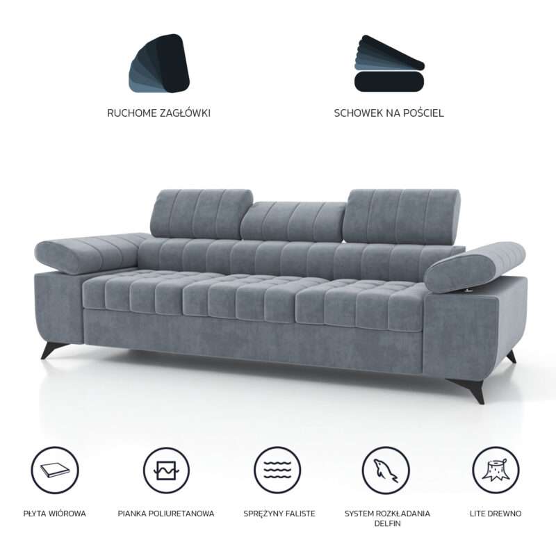 Sofa Selvio III - Rozkładana sofa z funkcją spania